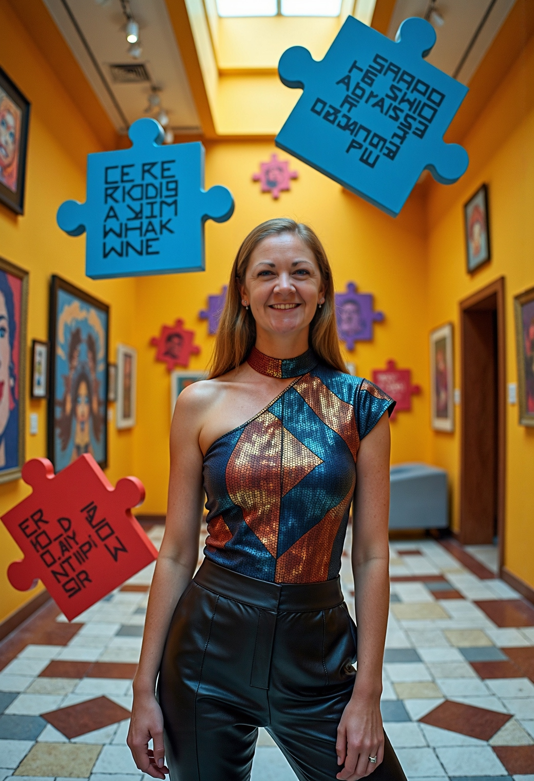 amy773 blue eyed woman standing in a gal-FLUX TRAI